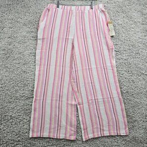 Escape by Habitat Pants Womens Medium Pink Striped Wide Leg Cropped